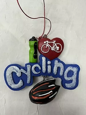 I Love Cycling Bicycle Bike Helmet Biking Christmas Ornament • $12.99