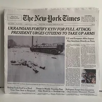 THE NEW YORK TIMES February 26 2022 Newspaper Ukraine Russia War Selenski.. • $7