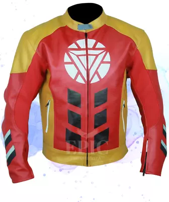 New Men's Genuine Leather Iron Man Style Biker Jacket • $35.99