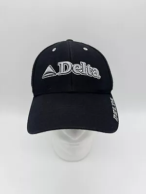 Delta Airlines Baseball Hat Vintage Black Silver Embroidered Logo Strapback • $17.99