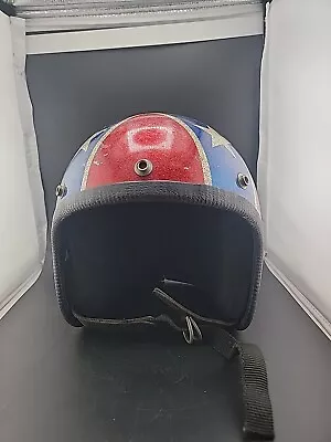 Vintage Stars And Bars Confederate Metal Flake Motorcycle Helmet El Dorado 77 • $180