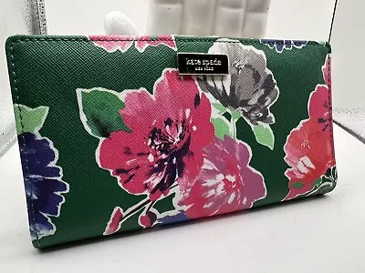 Kate Spade GRANT STREET Grainy Vinyl SPRINGBLOOM Floral Wallet Green Multi • $8.99