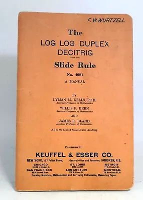 Genuine K&e Log Log Duplex Decitrig Slide Rule 4081 Original Manual Vintage 1939 • $14.99