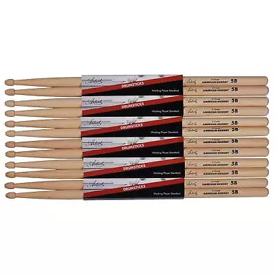 $69 • Buy  Artist DSH5B Hickory 5B Drum Sticks With Wooden Tips - 6 Pairs