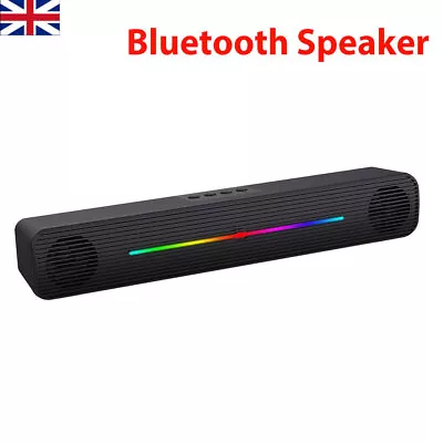 RGB Bass Surround Sound External Computer Speaker Bluetooth Soundbar For Laptop • £15.99