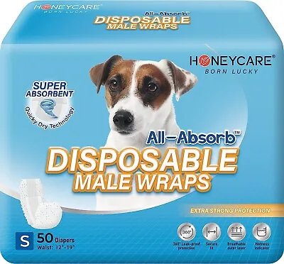 All-Absorb A26 Super Absorbent Disposal Male Wraps -small -s.  50 Count • $19.50