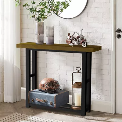 Rustic Entryway Console Table Hallway Table Narrow Sofa Table W 4.5cm Walnut Top • $39.91