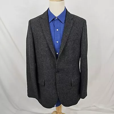 J. Crew Men's Wool Tweed Sport Coat Gray Herringbone 2-Button 42L EUC • $39.99