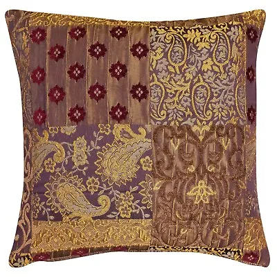 Classic Chenille Paisley Patchwork Cushion. Vintage Purple Diamond Design. • £19.99