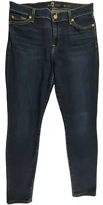 7 For All Mankind Denim Jeans Womens Sz 29 The Skinny Dark Waist Pants 060005 • $29.95