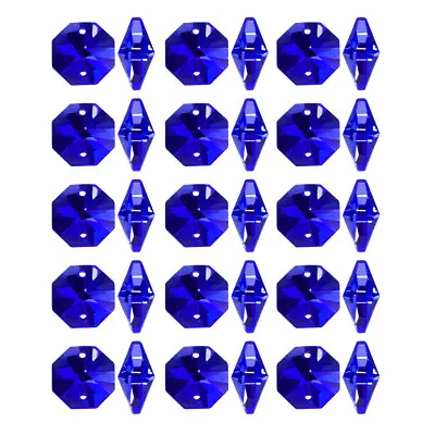 30Pcs Blue Octagonal Crystal Beads For DIY Light 14mmx7.5mm • £6.52