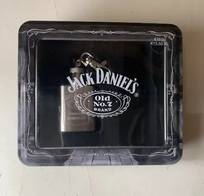 Jack Daniels Miniature & Branded Keyring Hipflask Tin Gift Set 2008 • £10