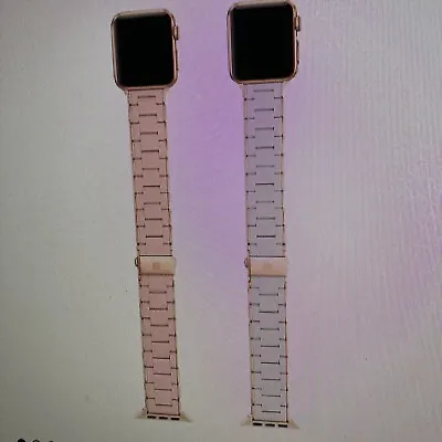 Michele Silicone-Wrapped Stainless Steel Bands For Apple Watch 2 Pk Pink&Fog New • $129.99