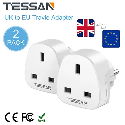 £13.99 • Buy 2 Packs Tessan UK To European Travel Adapter Plug Socket For Turkey Spain France