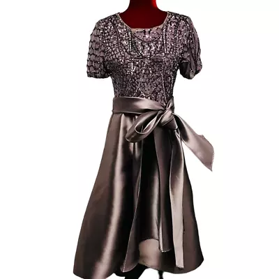 R & M RICHARDS Sz 8  Mocha Light Purple Sequin High-low Gown Dress NWT B60 • $38.50