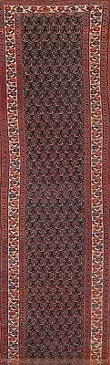 Pre-1900 Paisley Malayer Vegetable Dye Hand-knotted Runner Antique Rug 4'x16'  • $2611.18