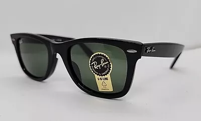 Ray-Ban RB2140-F Original Wayfarer Classic Sunglasses Polished Black/Green Lens • $85