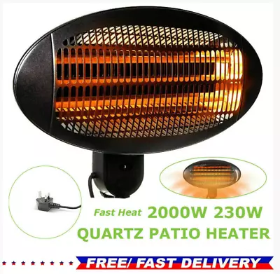 £25.79 • Buy Infrared Patio Heater Garden Outdoor Quartz 2kw Wall Mounted 3 Heating