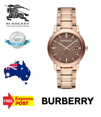 New Burberry 'the City' Bu9005 Rose Gold/brown Check Mens Womens Unisex Watch • $319.99