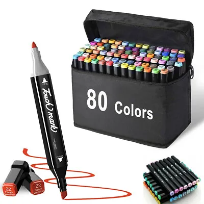 £12.89 • Buy 20/80 Colour Brush Pens Set Dual Tips Soft Fine Art Markers Drawing Watercolour