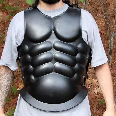 New Roman Muscle Armour Cuirass Black Muscle W/apron Belt Halloween Costume • $145.53