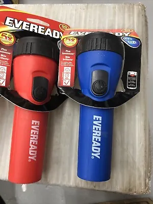 Eveready General Purpose LED Flashlight Red Blue 2 Flashlights Kids S9 • $10.40