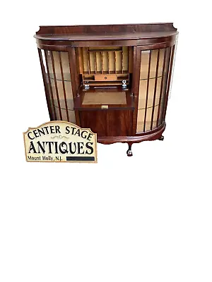 64923 Antique Mahogany Curio Cabinet With Desk • $775