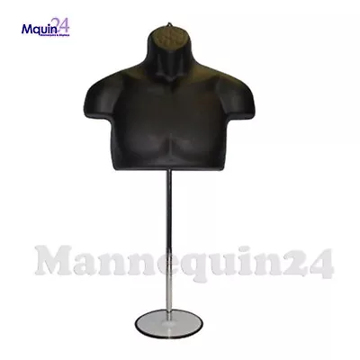 $52.85 • Buy Male Torso Body Dress Form Mannequin Black Chest W/ Stand + Hook For Hanging