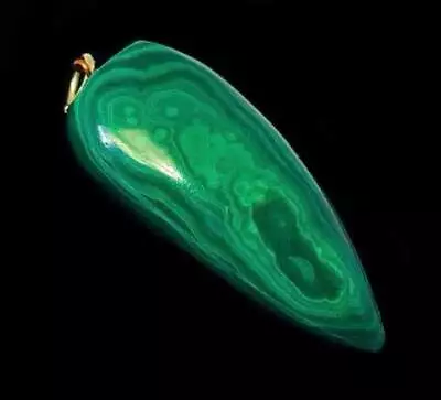 Large Vintage Natural Malachite 'Tusk' Pendant With 9ct Gold Fitting • £27