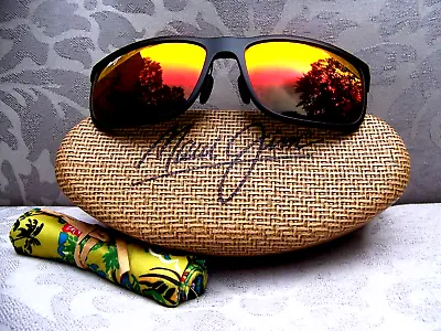 *NWT* MAUI JIM HUELO Gloss Black & Red Lava Polarized Sunglasses ~~ RM449-02 • $209.98