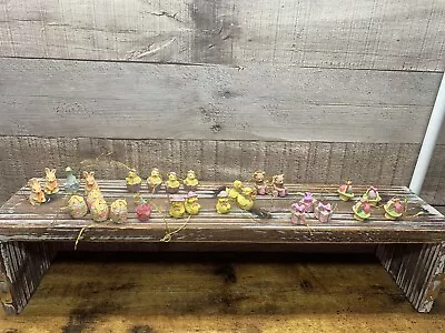VINTAGE EASTER TREE MINIATURE WOOD ORNAMENTS + EGGS AND CHICKS - Resin • $9.99