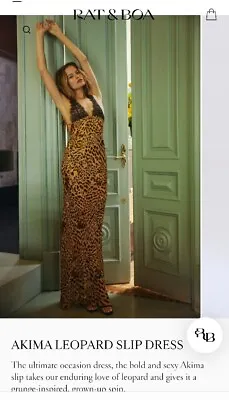 £85 • Buy Rat & Boa Akima Leopard Print Slip Dress Backless Size S