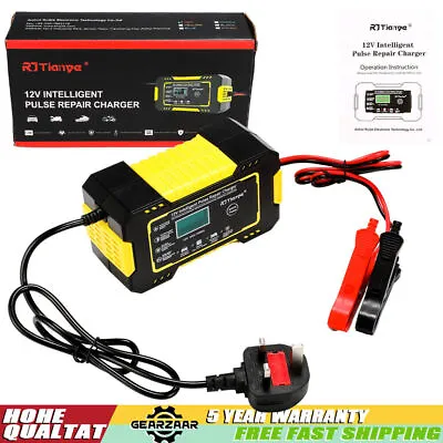 Smart Car Battery Charger Heavy Duty LCD 12V Trickle / Fast Vehicle HGV Lorry • £13.19