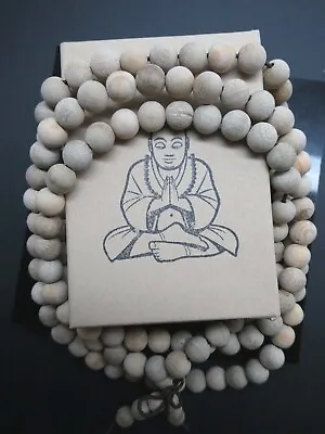 Fragrant  White Wood Yoga Meditation Prayer Beads Mala Necklace 32  With Box  • $12