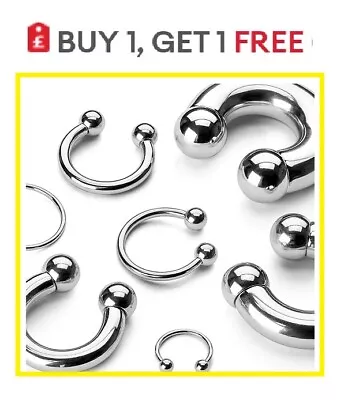 Circular Barbell Nipple Bar Eyebrow Tragus Helix Horseshoe Ring Septum Nose NEW • £2.99