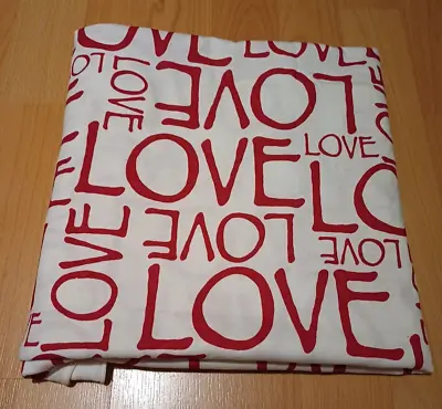 Cotton Lycra Fabric Remnant Cream With Red Love 152cms X 100cms • £6