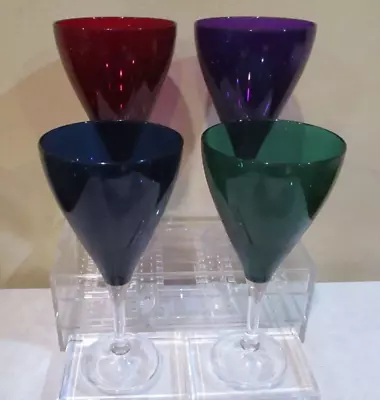 Tupperware Sheerly Elegant Acrylic Wine Glasses Jewel Tone 10oz/8  Tall (4pcs) • $25