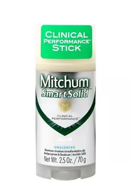 Mitchum Smart Solid Anti-Perspirant & Deodorant Invisible Stick Unscented 2.5 Oz • $11.45