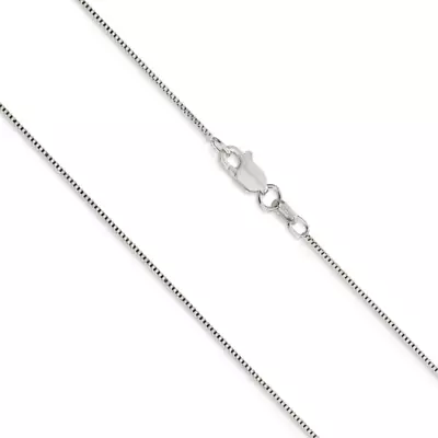 $95.78 • Buy 10K White Gold Box Chain .7mm Wide Necklace Lobster Claw Clasp 14 16 18 20 22 24