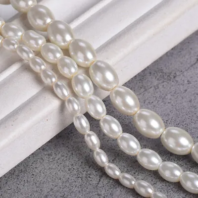 Oval Shape 6x4mm 8x6mm 11x8mm Pearl Coated Glass Loose Beads For Jewelry Making • £2.10