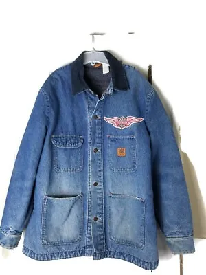 Vintage Wrangler Big Ben Volkswagen Denim Jean Jacket Blanket Lined Mens Size 48 • $75.99