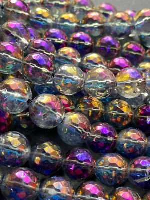 Rainbow Mystic Galaxy Crystal Gemstone Faceted (8mm) 10mm Full Strand 15.5  • $8.11