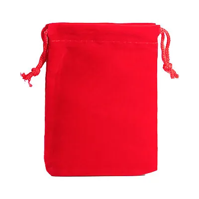 10 Small Velour Drawstring Pouch Jewelry Coin Velvet Bag Wedding 3  X 4.25  Red • $10.89