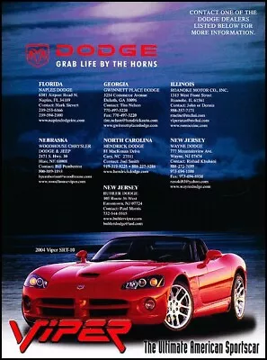 2004 Ultimate Dodge Viper SRT-10 Red Original Advertisement Print Art Ad J631 • $6.84