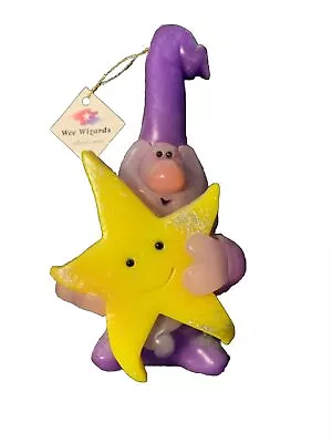 Vntg Northern Lights Purple Wizard Handcrafted Candle W/ Glittery Yellow Star • $20