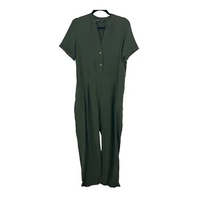 Zara Womens Size Medium Green Short Sleeve Jumpsuit • $24.99