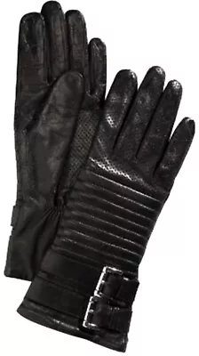 Michael Michael Kors Women's Black Moto Buckle Leather Gloves NEW!! • $59.95