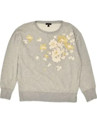 J. CREW Womens Sweatshirt Jumper UK 16 Large Grey Floral Cotton AB03 • $21.71