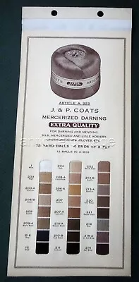 Antique J&P COATS MERCERIZED DARN Undergarment STORE DISPLAY CARD W/REAL SAMPLE • £41.02