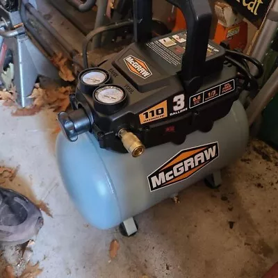 MCGRAW 3 Gallon 1/3 HP 110 PSI Low Profile Oil-Free Hotdog Air Compressor 120V • $94.99